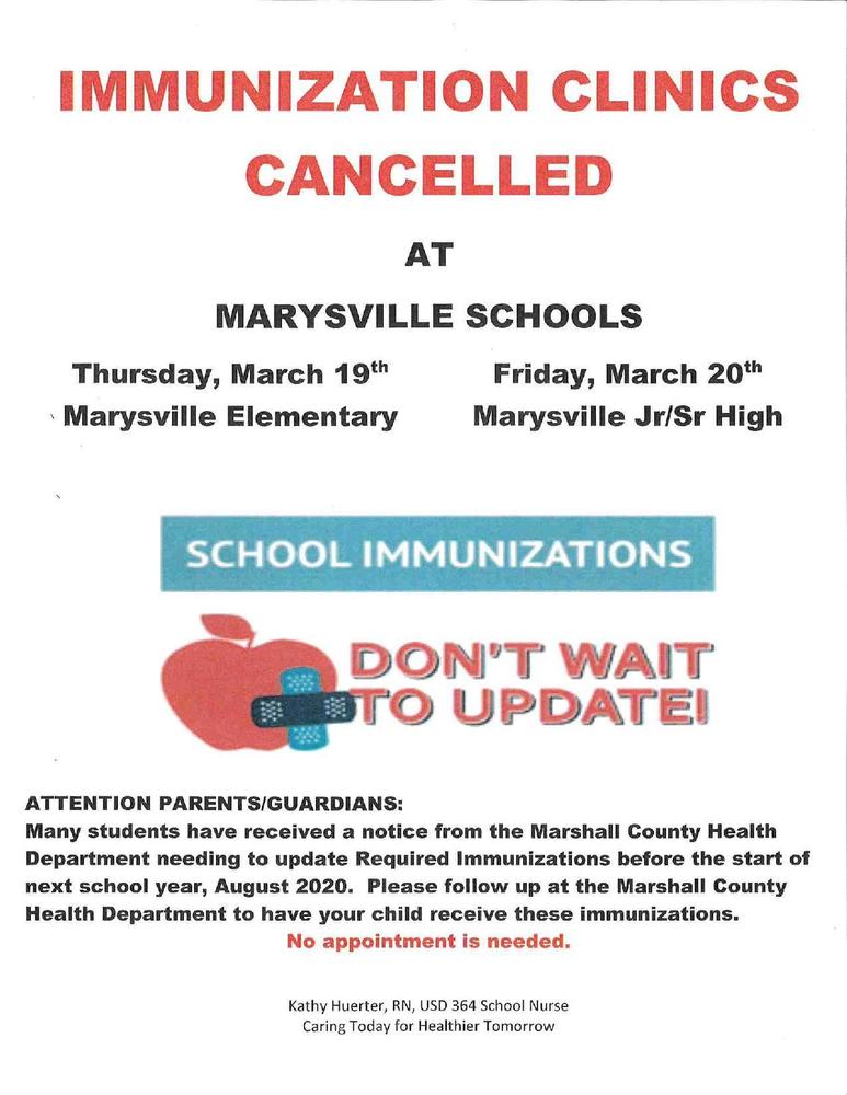 Immunizations Clinics Canceled